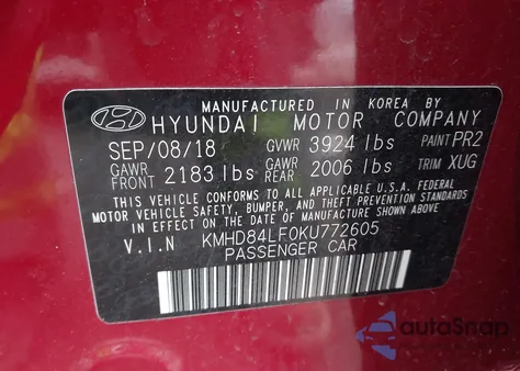 2019 Hyundai Elantra Sel from USA, damaged, VIN KMHD84LF0KU772605